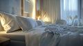 Luxurious White Bedroom Interior Design with Soft Lighting Royalty Free Stock Photo