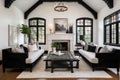 luxurious white and black tudor style living room