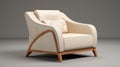 Luxurious White Leather And Wooden Chair - Precisionist 3d Model