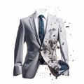 Luxurious White Suit With Trash-inspired Design Royalty Free Stock Photo