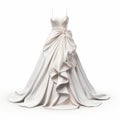 Luxurious White Wedding Dress - 3d Illustration With Metallic Sculpture Style