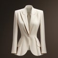 Luxurious White Woman Blazer On Mannequin - Sculpted And Digitally Enhanced