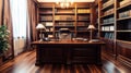 Elegant Library Desk in a Luxurious Office Interior Royalty Free Stock Photo