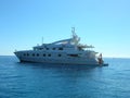 Luxurious yacht in blue sea Royalty Free Stock Photo