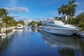 Luxurious yacht and waterfront homes in Fort Royalty Free Stock Photo