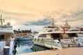 Luxurious yachts marina at sunset Cannes French Riviera