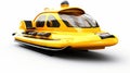 Luxurious Yellow Rescue Boat: A Futuristic Sci-fi Inspired Hovercraft