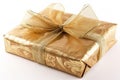 Luxuriously wrapped gift isolated on white background. Royalty Free Stock Photo