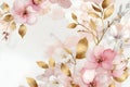 Luxury abstract art botanical composition Spring minimal design in pink, white and golden shade