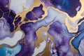 Luxury abstract fluid art painting in alcohol ink technique, mable blue purple gold Royalty Free Stock Photo