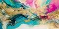 Luxury abstract fluid art painting in alcohol ink technique. Transparent waves and colorful swirls. Marble effect, painted texture