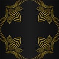 luxury abstract golden floral frame on black background design Royalty Free Stock Photo