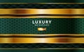 Luxury abstract premium green vector background with gold line.Overlap layers with paper effect. digital template. Realistic light Royalty Free Stock Photo
