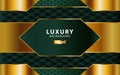 Luxury abstract premium green vector background with gold line.Overlap layers with paper effect. digital template. Realistic light Royalty Free Stock Photo