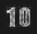 Luxury abstract scintillation emerald crystal glass number 10 ten character. gray tone background. vector illustration eps10