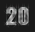 Luxury abstract scintillation emerald crystal glass number 20 twenty character. gray tone background. vector illustration eps10