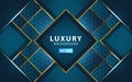 Luxury abstract technology blue vector background with gold line.Overlap layers with paper effect. digital template. Realistic Royalty Free Stock Photo