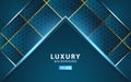 Luxury abstract technology blue vector background with gold line.Overlap layers with paper effect. digital template. Realistic Royalty Free Stock Photo