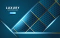 Luxury abstract technology blue vector background with gold line.Overlap layers with paper effect. digital template. Realistic Royalty Free Stock Photo