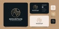 Luxury adventure line outdoor landscape logo design with business card