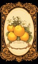 Luxury alcohol label, or homemade jam label. Citrus product on a decorative label