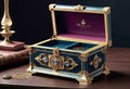 luxury antique jewelry box mockup, fantasy and mystical item, Royalty Free Stock Photo