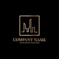 Luxury apartment logo idea, line art building logo template