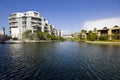 Luxury apartments beside canal Royalty Free Stock Photo