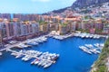 Luxury apartments and harbor with luxury yachts in the bay, Monte Carlo, Monaco, Europe Royalty Free Stock Photo