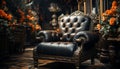 Luxury armchair and sofa in elegant, old fashioned living room generated by AI