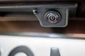 Luxury back car rear view camera close up for parking assistance macro. Concept of safety car driving while parking Royalty Free Stock Photo