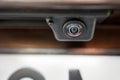 Luxury back car rear view camera close up for parking assistance macro. Concept of safety car driving while parking Royalty Free Stock Photo