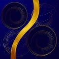 Luxury background with golden decorative elements on dark blue background Royalty Free Stock Photo