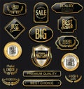 Luxury badges and labels with laurel wreath golden collection Royalty Free Stock Photo