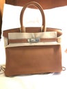 the luxury bag hermes birkin 30 barenia leather Royalty Free Stock Photo