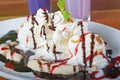 Luxury banana split dessert Royalty Free Stock Photo