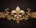 luxury banner to the left of gold lis. Royalty Free Stock Photo