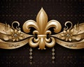 luxury banner to the left of gold lis. Royalty Free Stock Photo