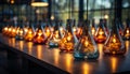 Luxury bar, glowing wine, bright lantern, elegant candlelight, modern pub generated by AI