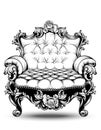 Luxury Baroque armchair with elegant rose floral ornaments. Vector French Luxury rich intricate decoration. Victorian