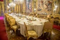 Luxury Baroque dining room with gala dinner table setting