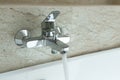 Luxury bath tub and faucet with water Royalty Free Stock Photo