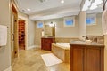 Luxury bathroom with granite tile trim