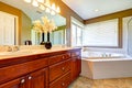 Luxury bathroom interior with corner bath tub Royalty Free Stock Photo