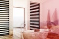 Luxury white and black bathroom, tub, side toned Royalty Free Stock Photo