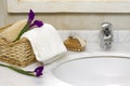 Luxury bathroom interior with sink and faucet Royalty Free Stock Photo