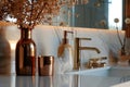 Luxury Bathroom Sink and Golden Accessories