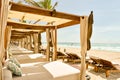 Luxury beach beds on a beach in Cancun, Mexico Royalty Free Stock Photo