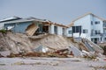 Luxury beach homes collapse under heavy waves caused by Hurricane Nicole Daytona Beach FL Royalty Free Stock Photo