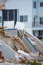 Luxury beach homes collapse under heavy waves caused by Hurricane Nicole Daytona Beach FL Royalty Free Stock Photo